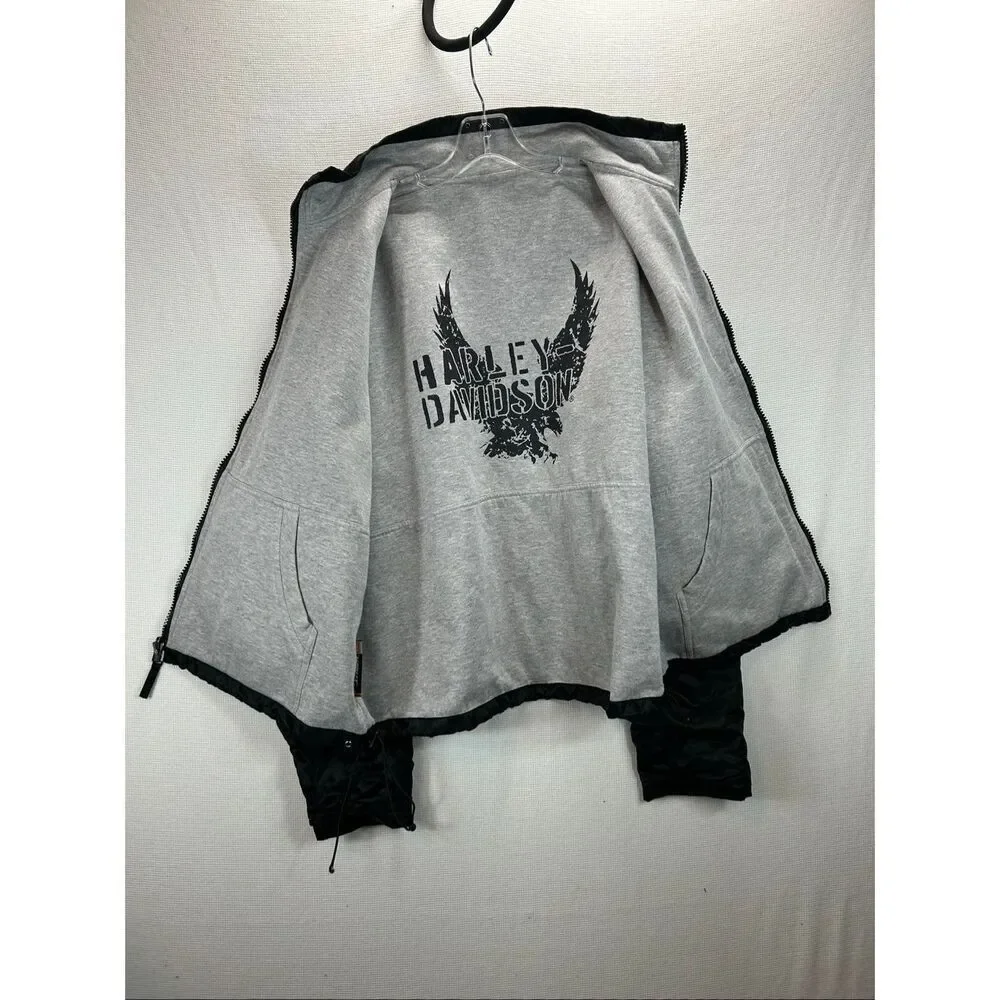 VINTAGE Harley Davidson Windbreaker XL Black Moto Biker Gorpcore